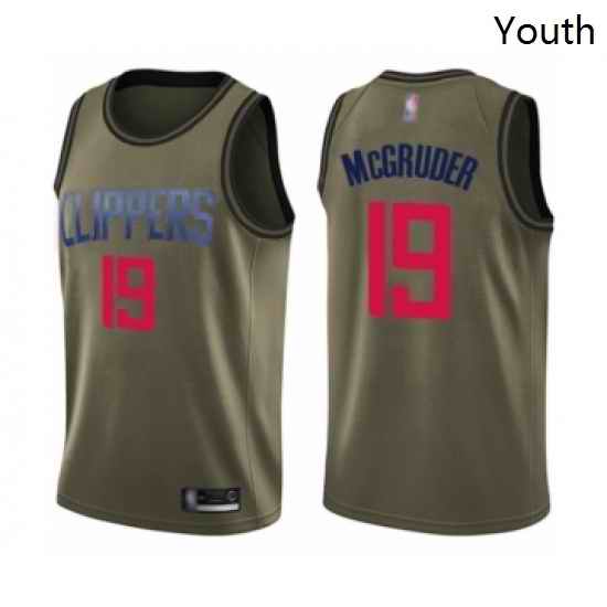 Youth Los Angeles Clippers 19 Rodney McGruder Swingman Green Salute to Service Basketball Jersey